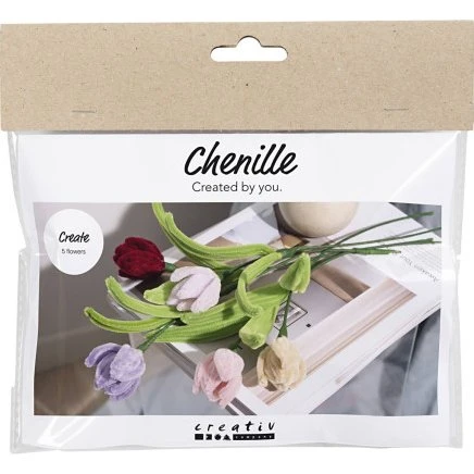 Creativity in a Box Mini DIY Kit: Chenille-tulipaner, assorterede farver