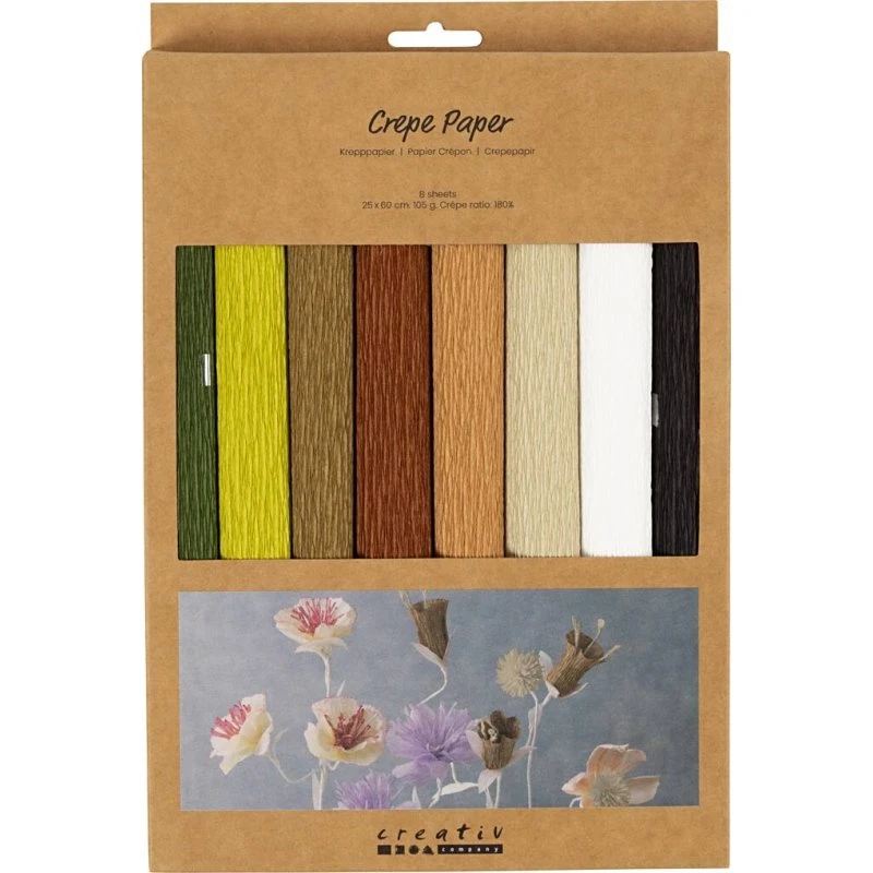 Crepepapir 25x60 cm 180% stræk 105 g natur - 8 ark