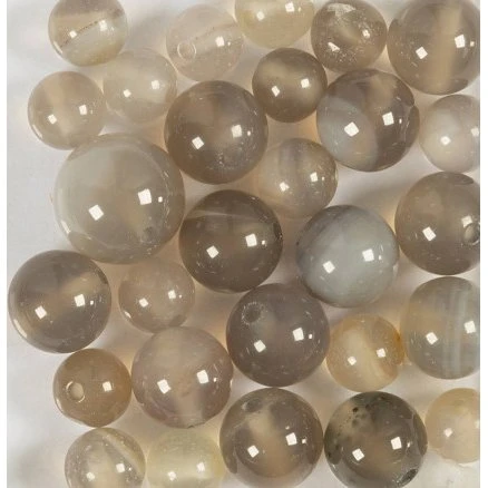 Agat stenperler transparent grå 28 stk, hul 0,9–1 mm