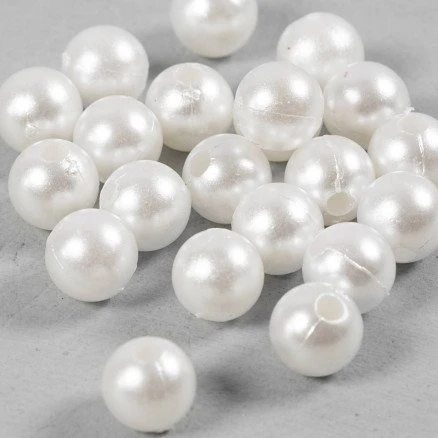 Voksperler perlemor Ø8 mm, hul 2,3 mm - 22 stk.