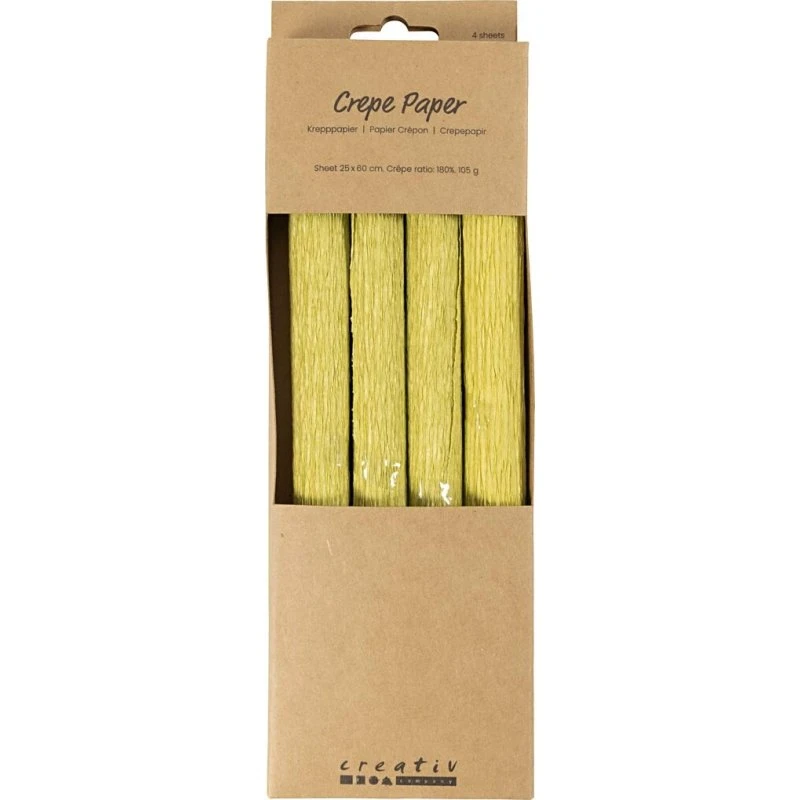Crepepapir 25x60 cm, 180% stræk, 105 g – Lys grøn (4 ark)