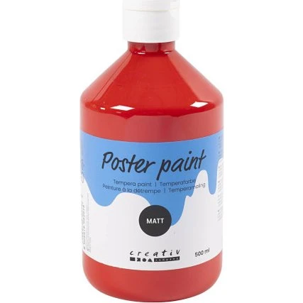 Temperamaling mat, rød 500 ml