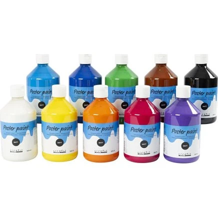 Temperamaling Mat 10×500 ml - assorterede farver