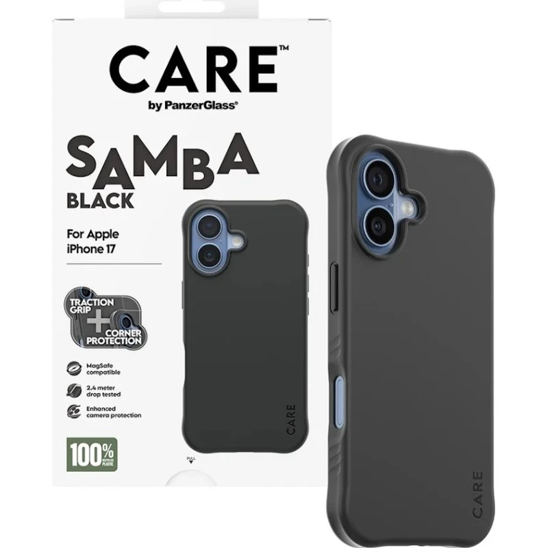 CARE by PanzerGlass Fashionable Case Samba til iPhone 17 – Sort (MagSafe)