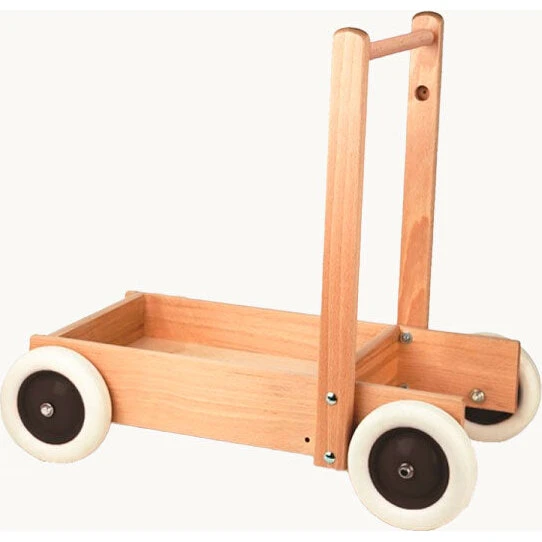 Gåvogn med gummihjul 54x32x50 cm – træ, justerbart håndtag