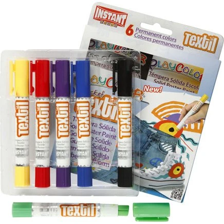 Playcolor Tekstilfarver L 14 cm, 6 stk. ass. (5 g)