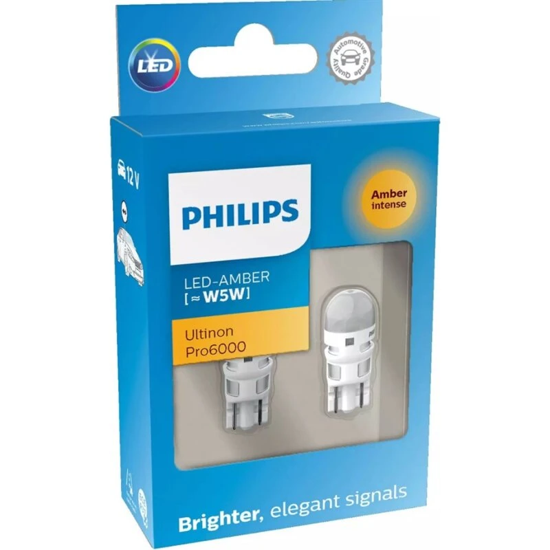 Philips Ultinon PRO6000 W5W LED ECE-godkendt 2 stk, 6000K