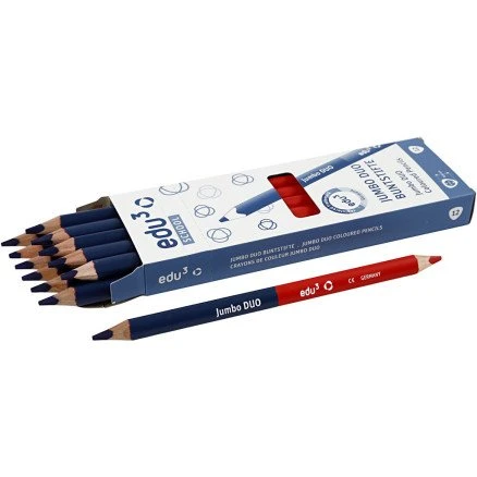 edu Hjælpeblyant, 12 stk. trekantede (rød/blå)