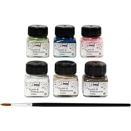 Kreul Glas- og porcelænsmaling Chalky 6x20 ml (6 farver)