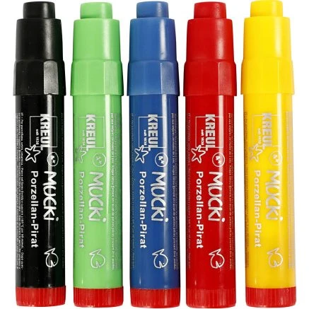 Mucki Glas- og porcelænstusch 2–5 mm, ass. farver, 5 stk.