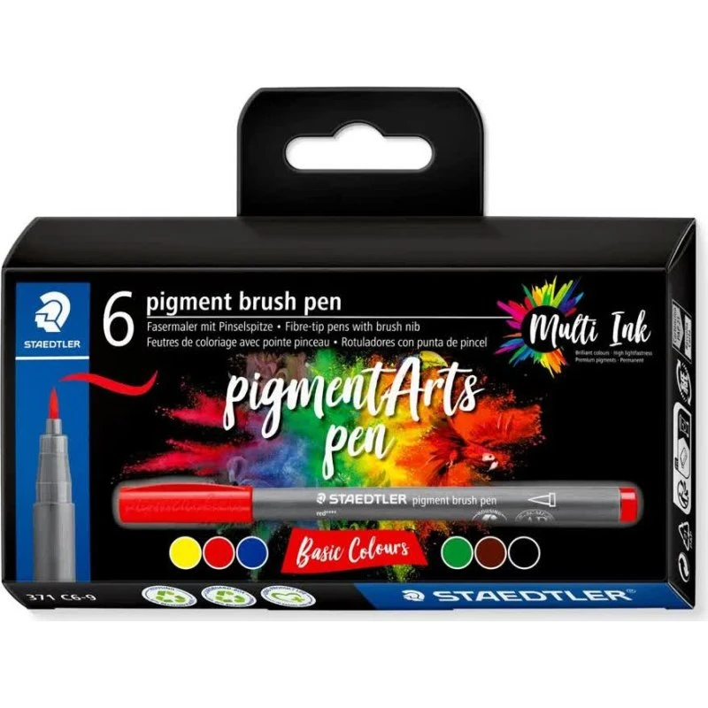Staedtler Pigment Brush Pen Basic, 6 stk