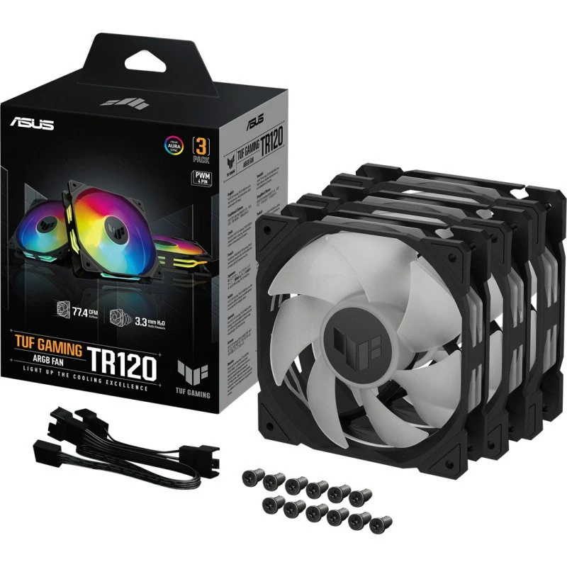 ASUS TUF Gaming TR120 ARGB 3-pack 120 mm - Sort