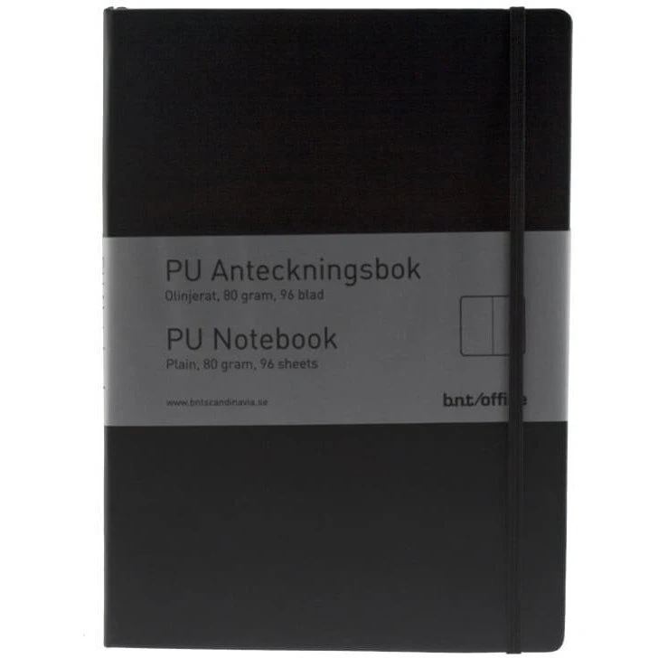 Danpen Notesbog A6 PU ulinjeret – sort