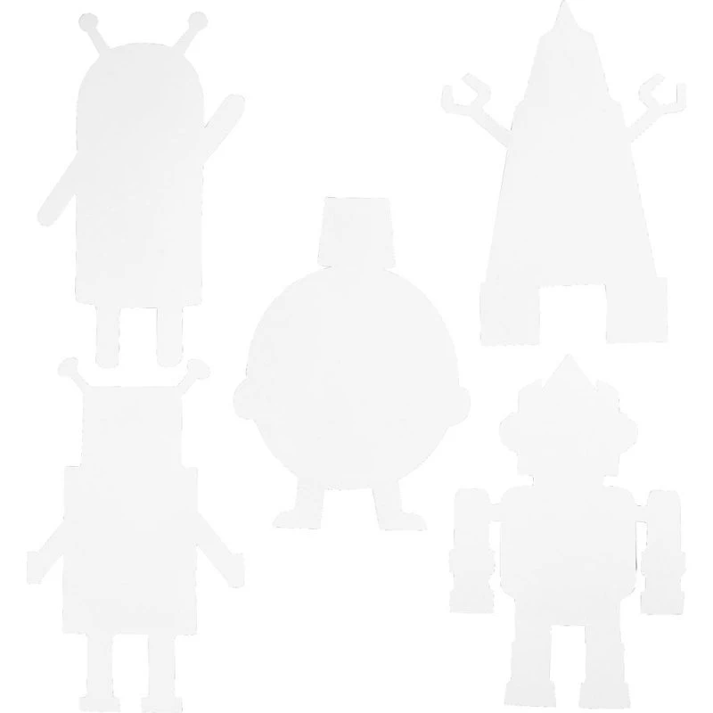 Teach Me Robotter H 22,5–24 cm, B 15–16 cm, Hvid, 16 stk.