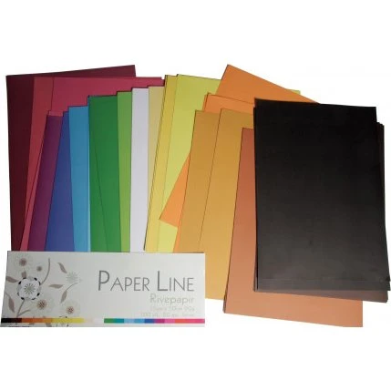 Paper Line Rivepapir 35x50 cm 90g 100 ark - Assorterede farver