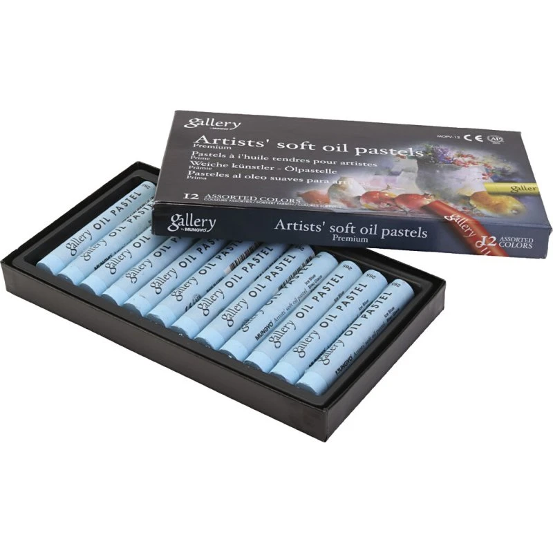 Gallery Oliepastel Isblå – 12 stk bløde oliekridt
