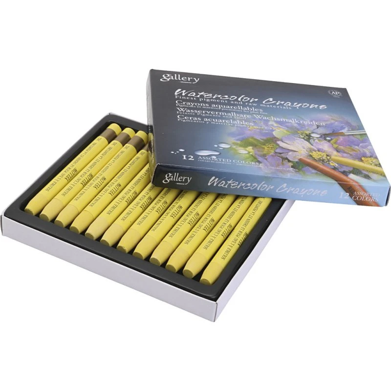 Gallery Akvarel Farvekridt – Gul, 12 stk