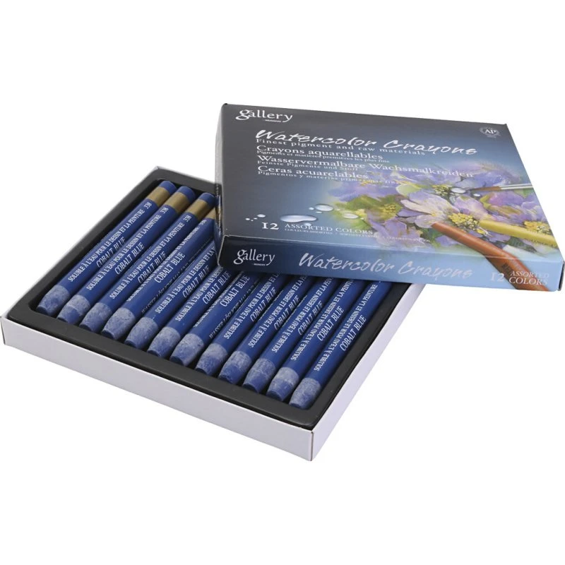 Gallery Akvarelkridt, koboltblå – 12 stk