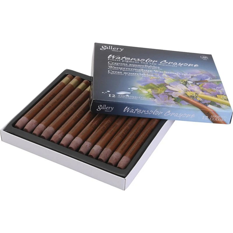 Gallery Akvarelkridt, brun, 12 stk.