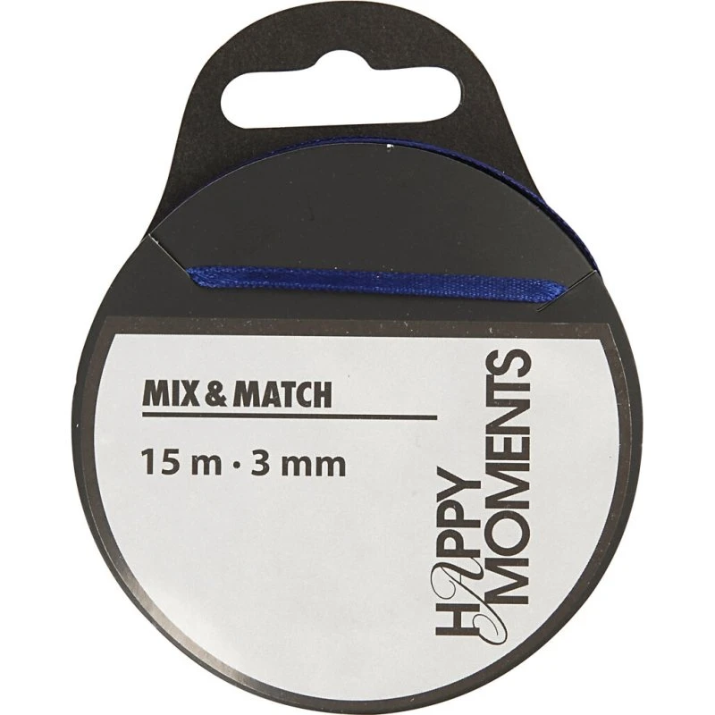 Satinbånd 3 mm x 15 m – mørk blå