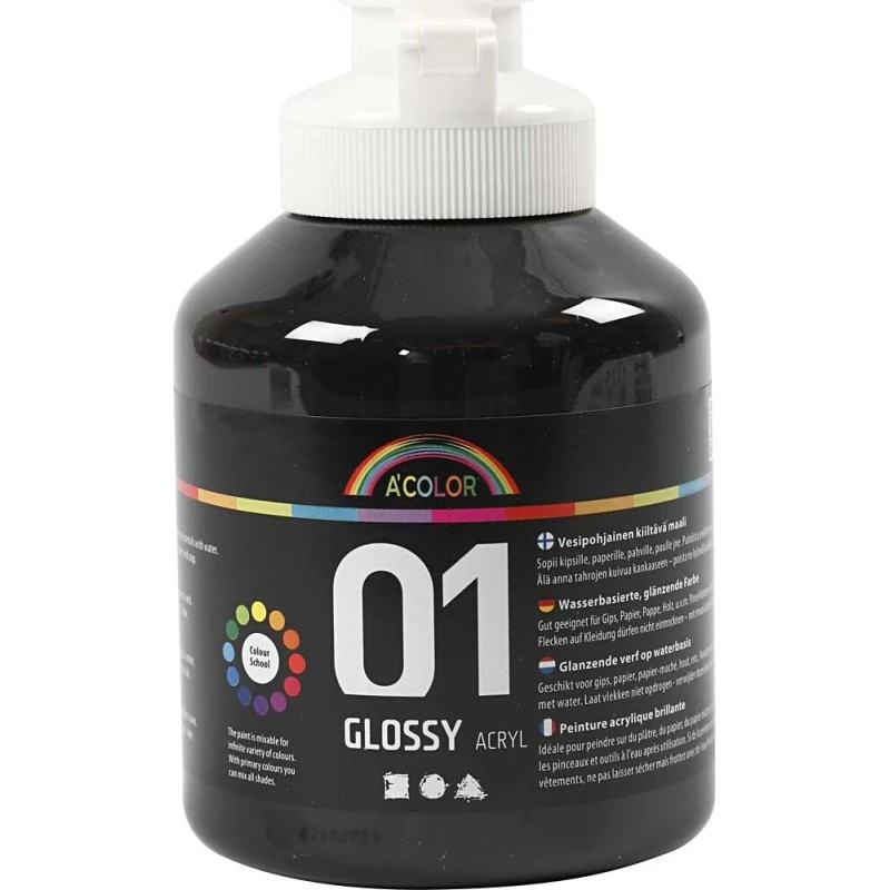 A-color Skole Akrylmaling Blank Sort 500 ml