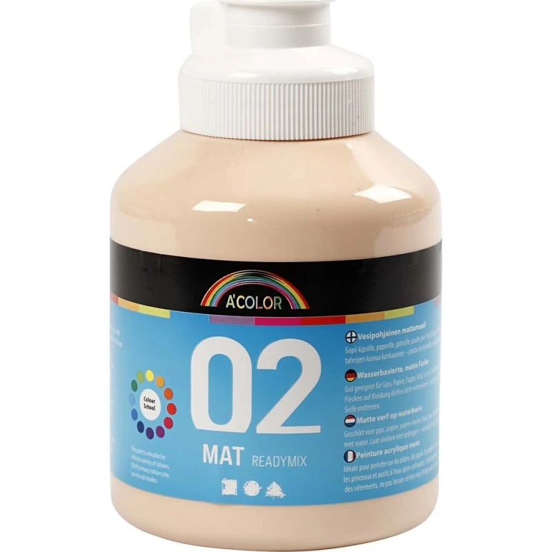 A-color Skoleakrylmaling mat, Lys Pudder 500 ml