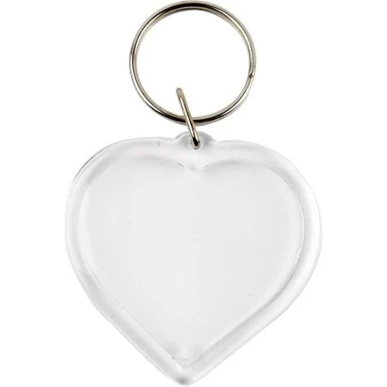 Nøglevedhæng hjerte 50x50 mm, 25 stk. (akryl/metal)