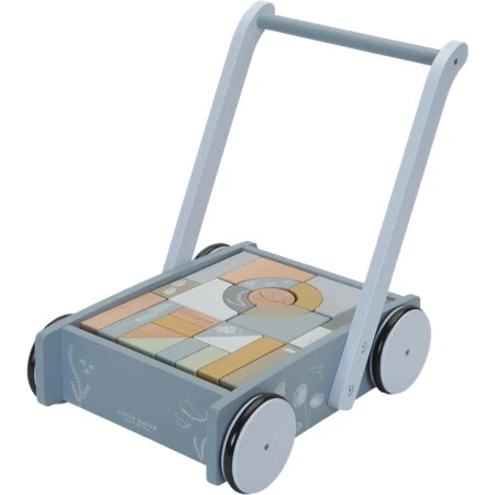 Little Dutch Gåvogn med klodser – Ocean/Blå 39 x 30 x 40,5 cm