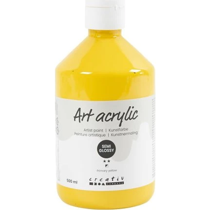 Art Akrylmaling halvblank, transparent, primær gul 500 ml