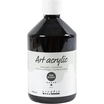 Art Akrylmaling, halvblank, sort 500 ml