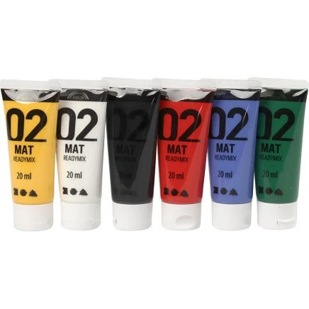 A-Color akrylmaling 6x20 ml – mat (Standardfarver 02)