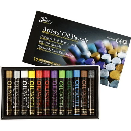 Gallery Oliepastel 12 stk – metallic, L 7 cm, 11 mm