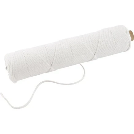 Væge flad bomuld 50 m til dyppelys 22–30 mm og støbelys 60–80 mm