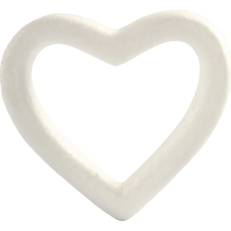 Hjertekrans i styropor 13,5 cm, hvid