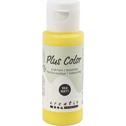 Plus Color Hobbymaling Akrylfarve - Primær Gul 60 ml