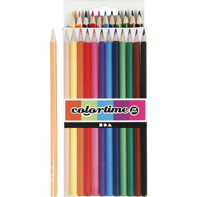 Colortime Trekantede farveblyanter 12 stk, 17,45 cm, mine 3 mm