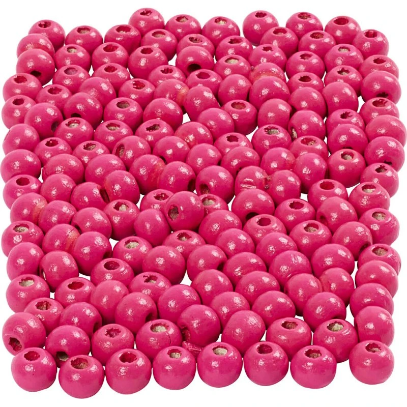 Træperler 5 mm, hul 1,5 mm – pink, 150 stk.