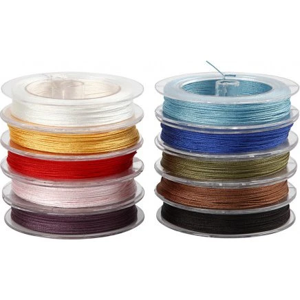 Polyester: Snor 1 mm, 10x50 m assorterede farver