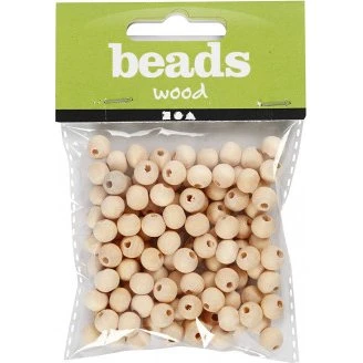 Træperler Runde 8 mm - 100 stk