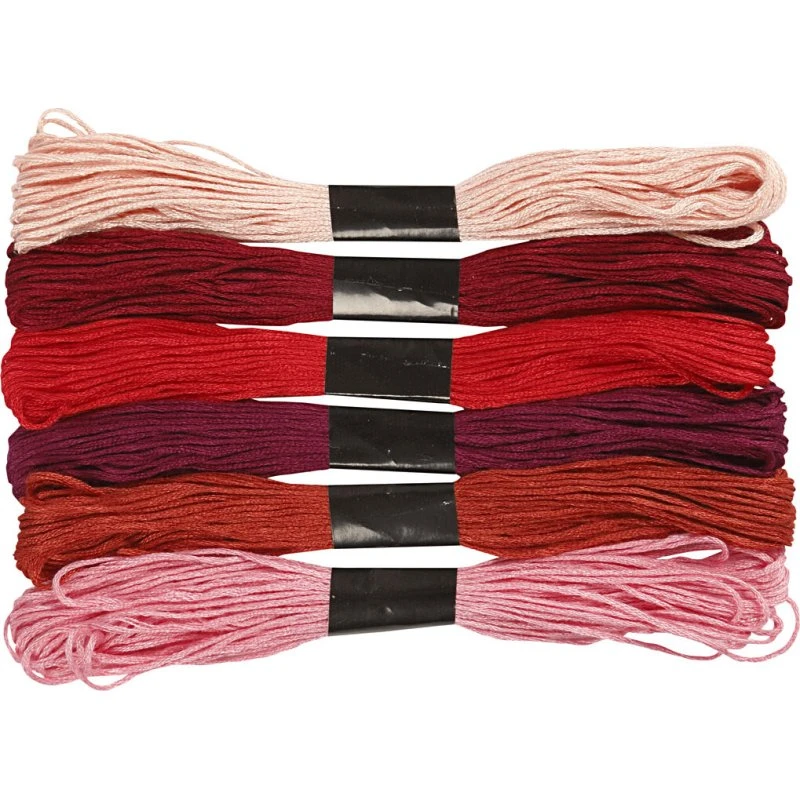 Harmoni Broderigarn 6-trådet bomuld – 6 farver (rød)