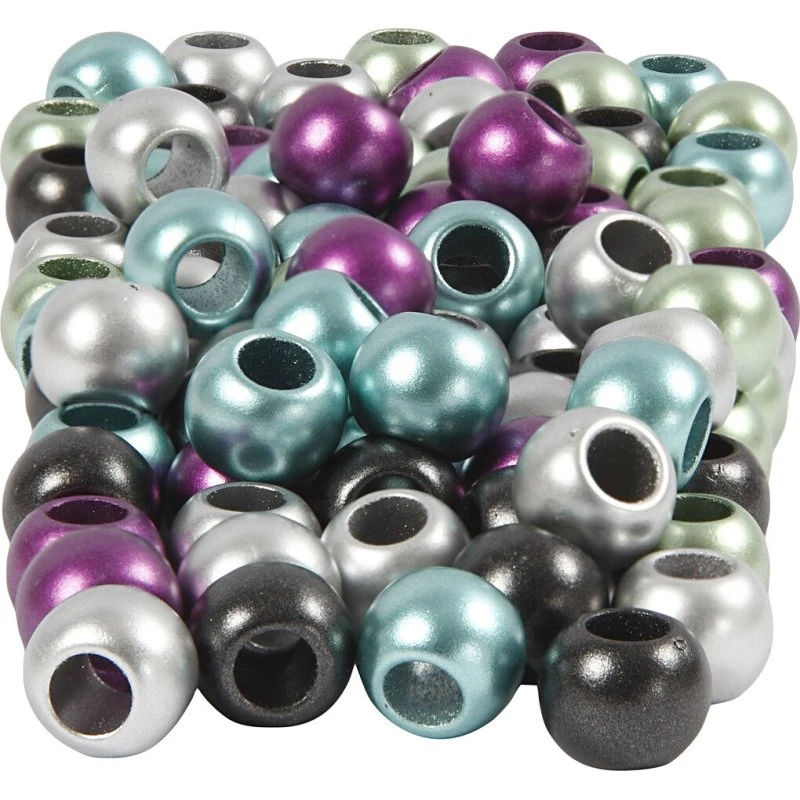 Kongomix perler 10 mm – hul 4 mm – metallicfarver 125 ml
