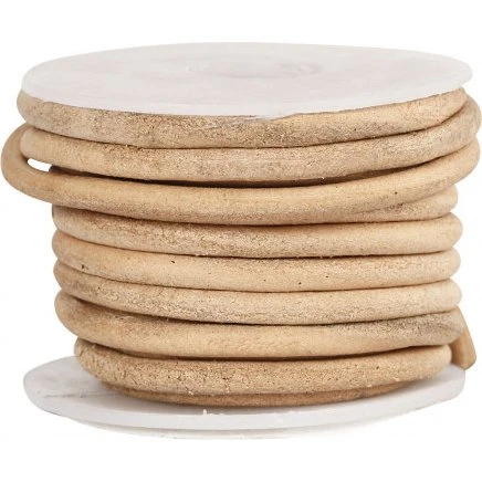 Uden mærke - Lædersnor 4 mm rund natur 5 m