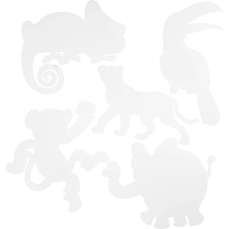 Teach Me Jungledyr i hvid – 16 stk. (H 14–25 cm, B 12–23 cm, 230 g)