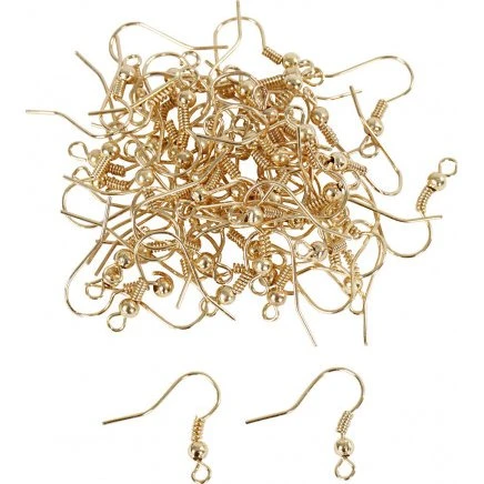 Smykkefund Fransk ørekrog L 18 mm, forgyldt 100 stk.