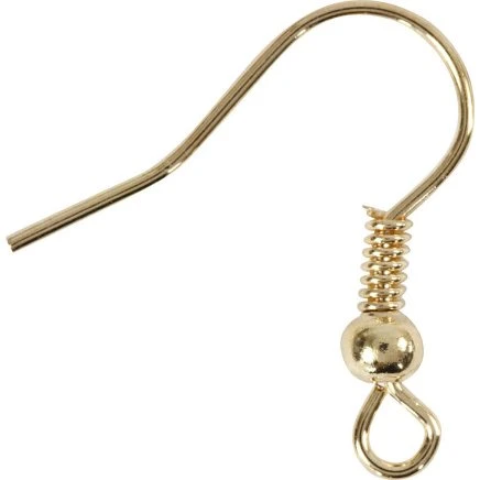Ørekroge L 18 mm forgyldt, 10 stk