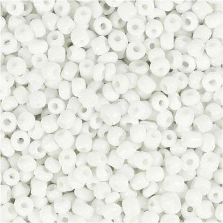 Rocaiperler 3 mm (8/0) hvid, hul 0,6–1,0 mm, 25 g