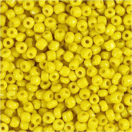 Rocaiperler 3 mm (str. 8/0), hul 0,6–1,0 mm, gul, 25 g