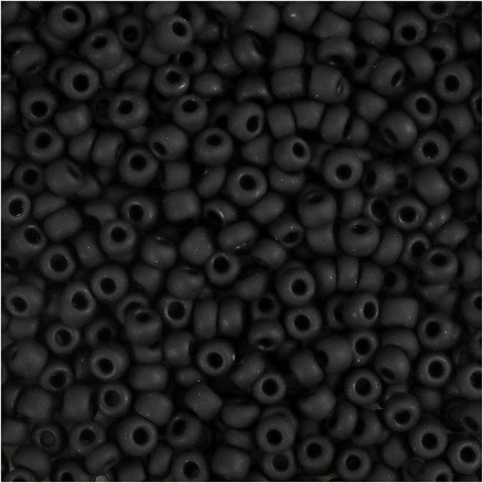 Rocaiperler 3 mm, 25 g – Sort frost, hul 0,6–1,0 mm