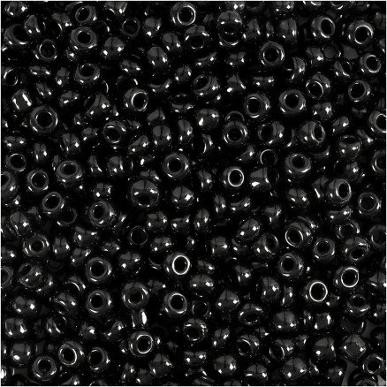 Rocaiperler 3 mm (str. 8/0) hul 0,6–1,0 mm, sort, 25 g