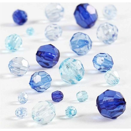 Harmoni Facetperlemix 4-12 mm, blå harmoni - 45 g